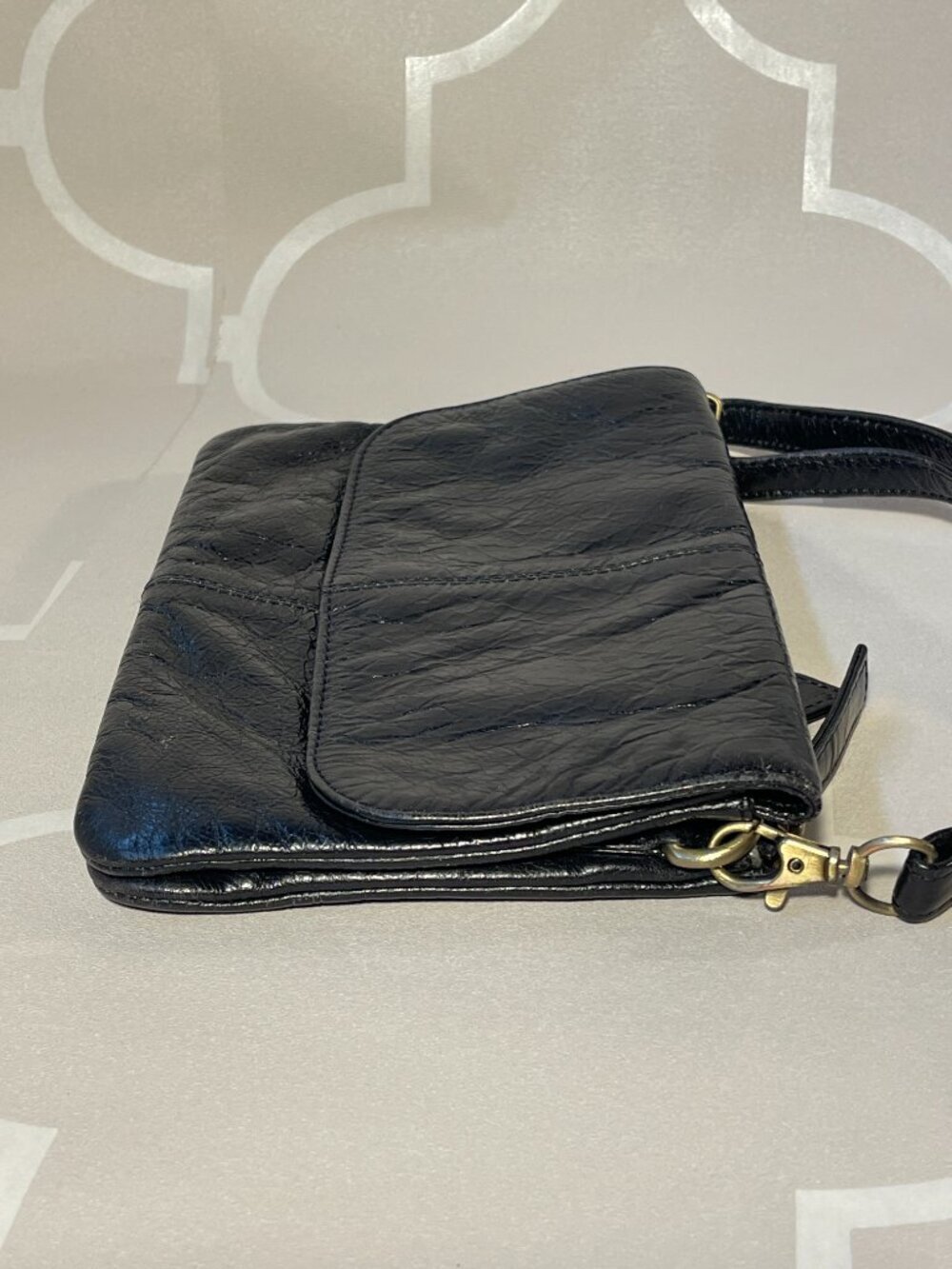 Latico Black Patent Leather Crossbody Bag | Multi-Pocket Organizer Purse - Picture 3 of 11